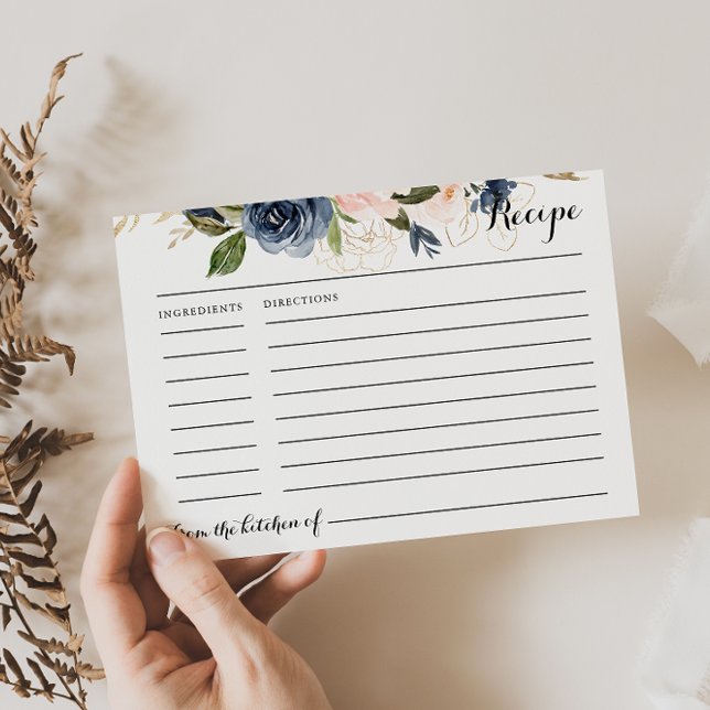 Carte de recette Fête des mariées Florale Rose or (Créateur téléchargé)