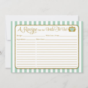 Carte de recette Fête des mariées or verte à la me