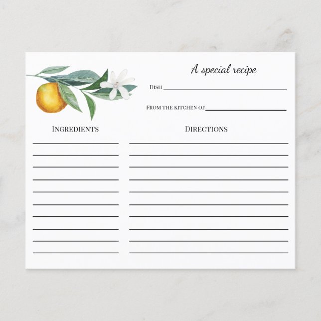 Carte de recette Fête des mariées Orange Branch (Devant)