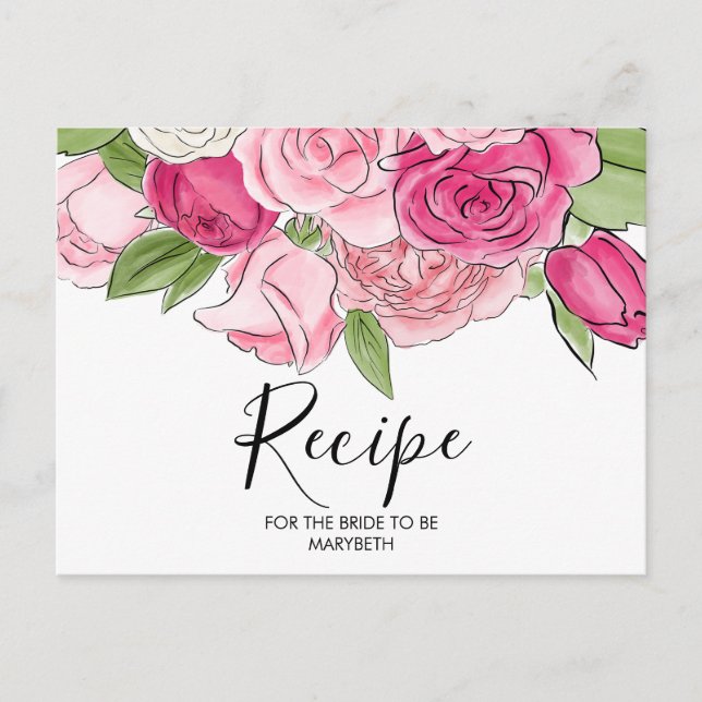 Carte de recette Fête des mariées Roses Roses Rose (Devant)