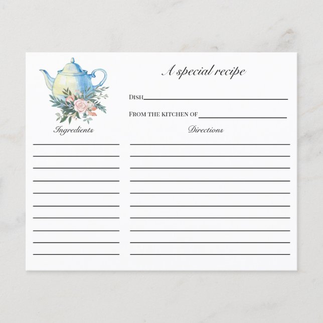 Carte de recette Fête des mariées Tea Party (Devant)
