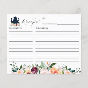 Carte de recette Fête des mariées Tea Party