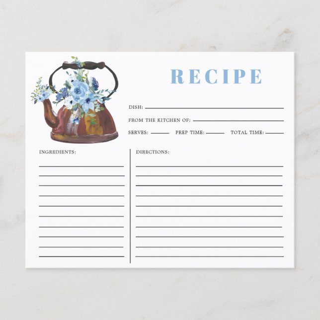 Carte de recette Fête des mariées Tea Party Waterc (Devant)