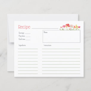 Carte de recette Fleur sauvage aquarelle