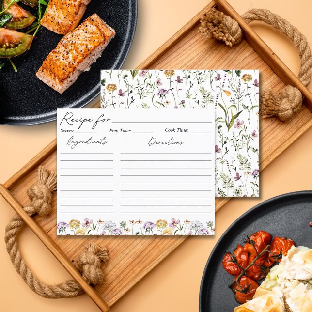 Carte de recette Fleur sauvage Jardin Aquarelle (In situ)