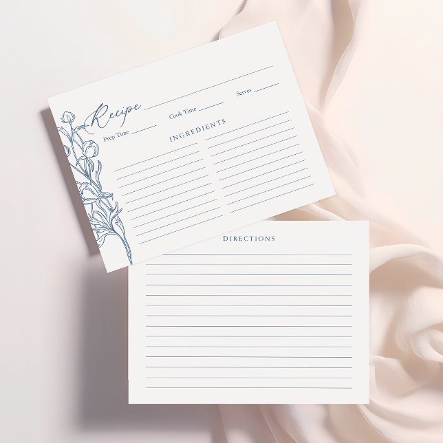 Carte de recette Floral Bridal Bleu Français Chino (Créateur téléchargé)