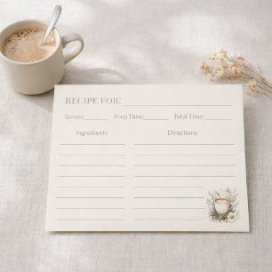 Carte de recette florale cadeau pour la cuisine de