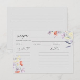 Carte de recette florale de fleurs sauvages boho