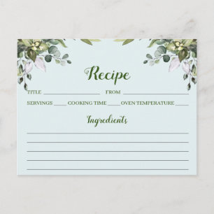Carte de recette florale Eucalyptus Watercolor