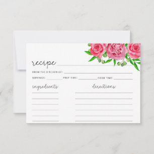 Carte de recette florale rose