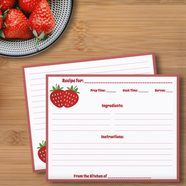 Carte de recette fraise (Strawberry Recipe Card)