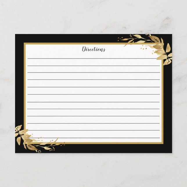 Carte de recette Gold Black Botanical Foliage (Dos)