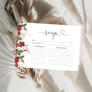 Carte de recette grande Poinsettia rouge de Noël