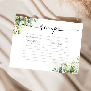 Carte de recette grande pour douche de mariée verd