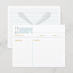 Carte de recette jaune bleu fourche et cuillère