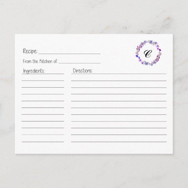 Carte de recette Lilac Floral Wreath (Devant)