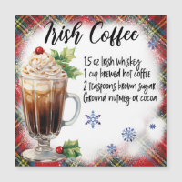 Carte de recette magnétique au café irlandais