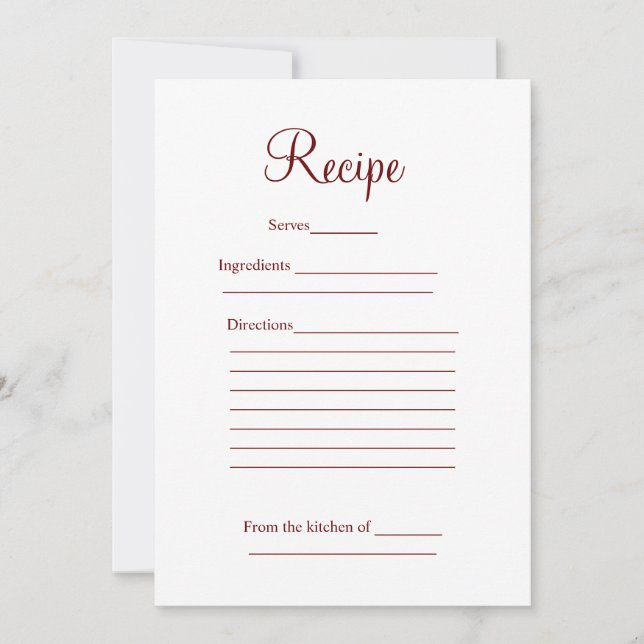 carte de recette mariage enterrement de vie de jeu (Devant)