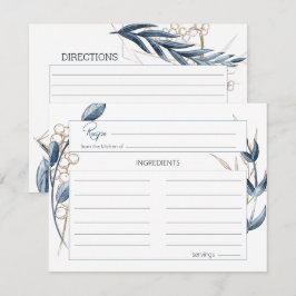 Carte de recette Mariage Floral Moderne Blue Gold