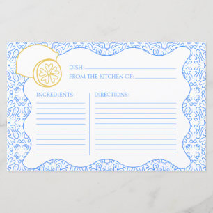 Carte de Recette Mariage Italien Citron Citrus