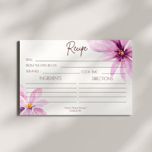 Carte de recette minimaliste à fleurs roses