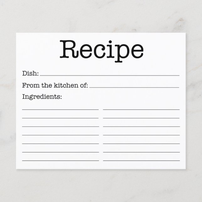 Carte de recette moderne (Devant)