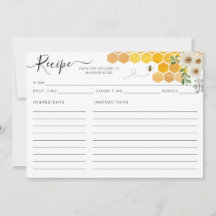 Carte de recette moderne Honeypeb Bumblebee Yellow