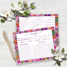 Carte de recette Motif de fleurs hawaïennes tropic