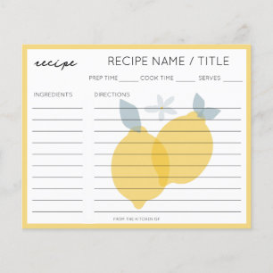 Carte de recette Pastel Citrus Lemons moderne