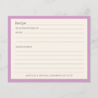 Carte de recette personnalisée à bordure simple vi