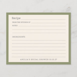 Carte de recette personnalisée à bordure verte de