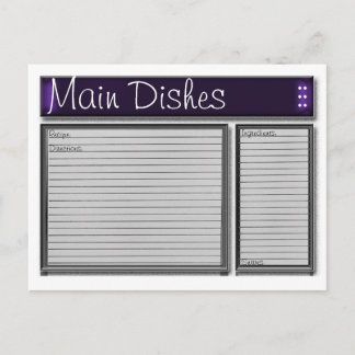 Carte de recette personnalisée avec accents pourpr