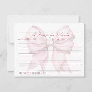 Carte de recette personnalisée avec un nœud rose p