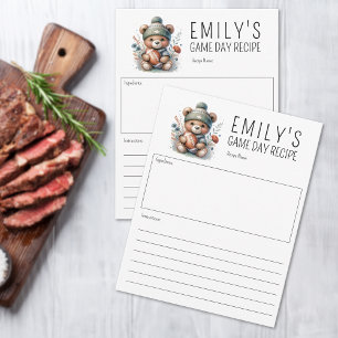 Carte de recette personnalisée Cute Bear