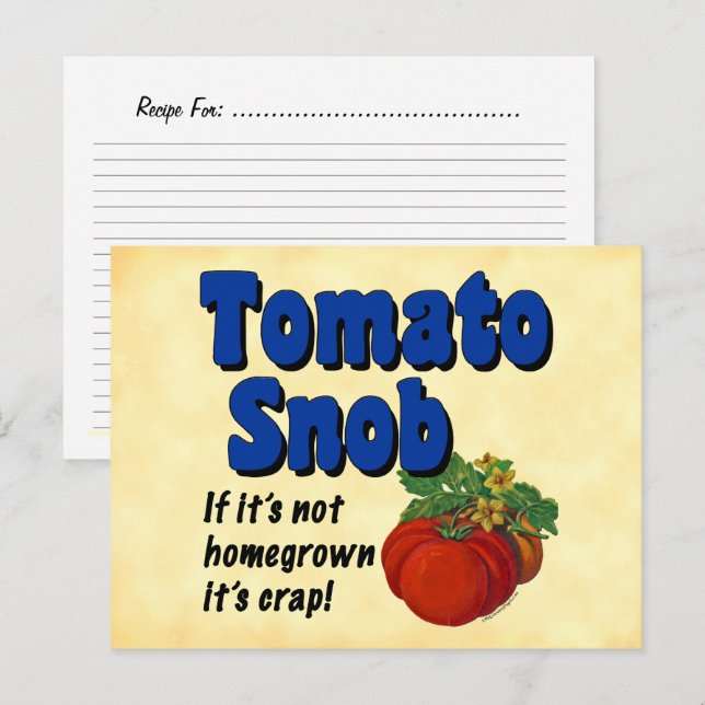 Carte de recette personnalisée Tomato Snob (Devant / Derrière)
