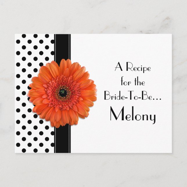 Carte de recette Pointe Orange Daisy pour la marié (Devant)