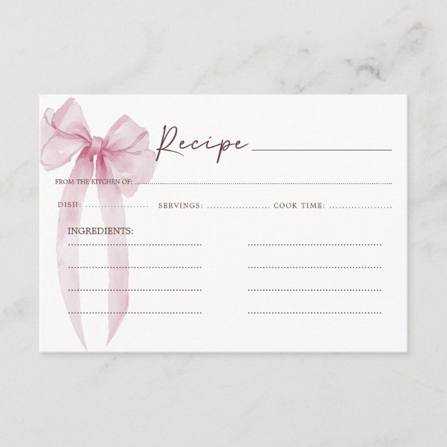 Carte de recette pour Baby Shower de mariage Rose (Devant)