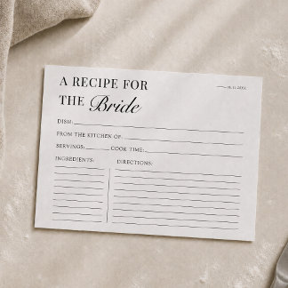 Carte de recette pour la douche de mariée Moderne