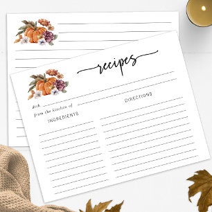 Carte de recette pour la fête de mariage
