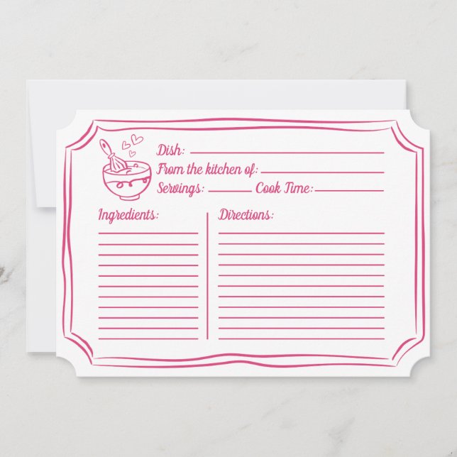 Carte de recette pour la Fête des mariées Pink Des (Devant)