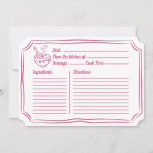 Carte de recette pour la Fête des mariées Pink Des