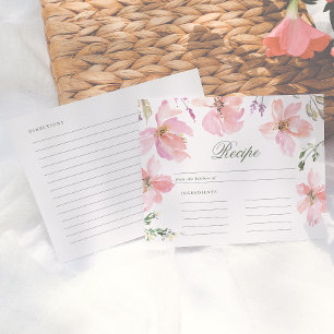 Carte de recette pour la mariée Floral aquarelle d
