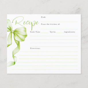 Carte de recette pour mariée avec le noeud vert