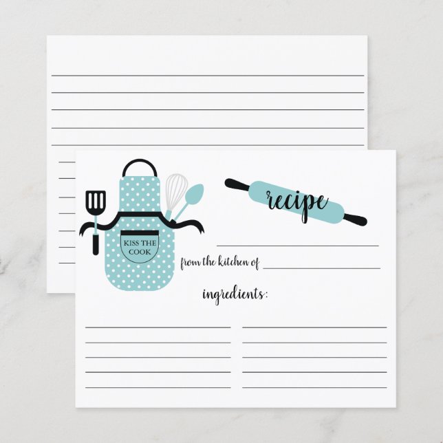 Carte de recette pour outils de cuisine Retro Turq (Devant / Derrière)