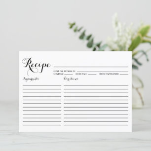 Carte de recette rayée de calligraphie moderne noi