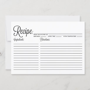 Carte de recette rayée de calligraphie moderne noi