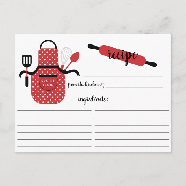 Carte de recette Retro Red Apron Kitchen Tools (Devant)