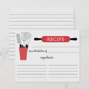 Carte de recette Retro Red Rolling Pin Kitchen Too