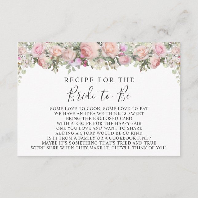 Carte de recette Rose de jardin rose Fête des mari (Devant)