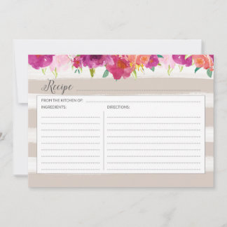 Carte de recette rose florale